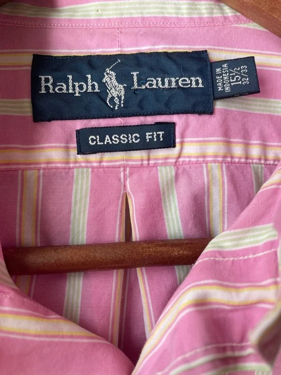 Ralph Lauren Pastel Multi Stripe Oxford Shirt Classic Fit Cotton 15.5 - Picture 11 of 11